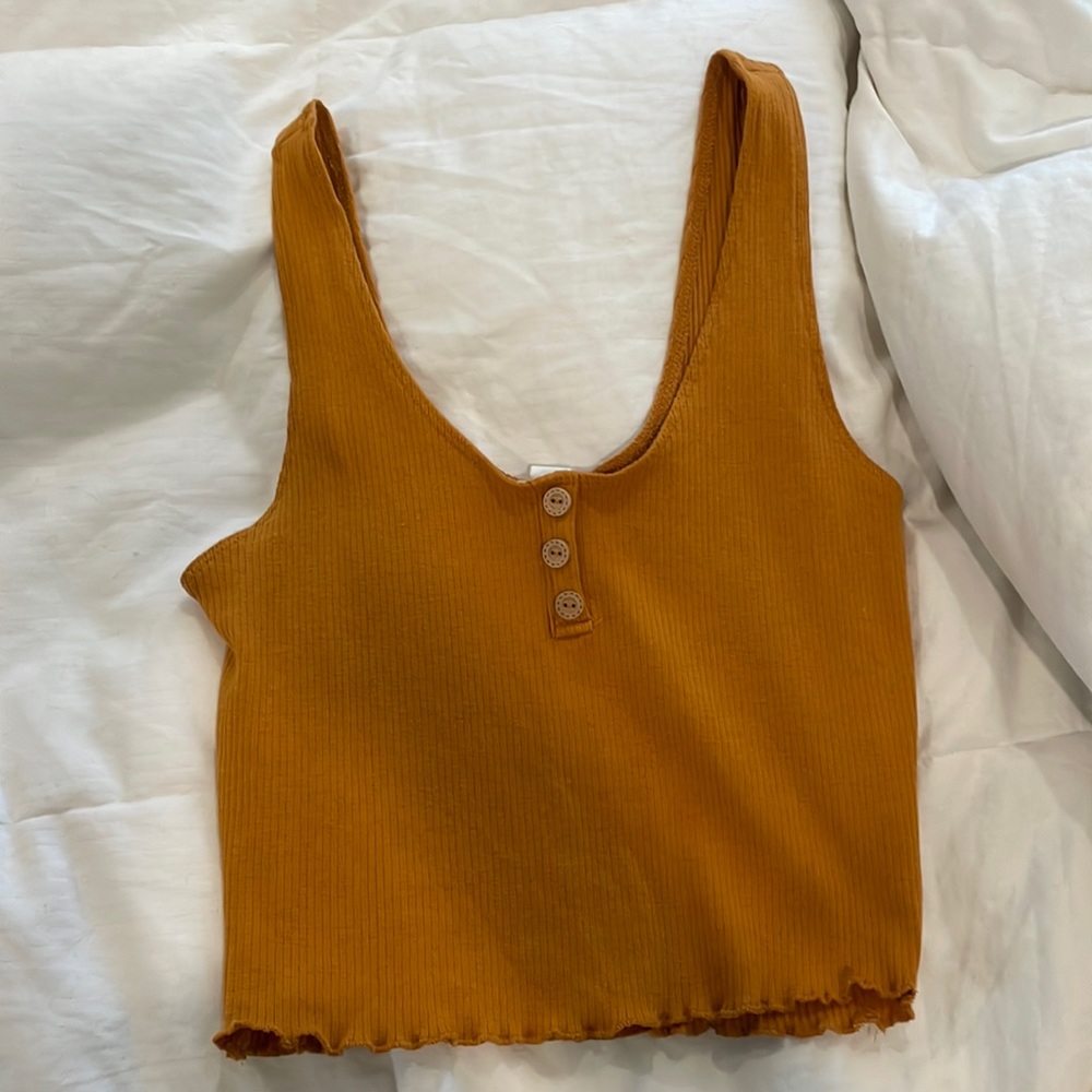 Yellow cropped tank top
